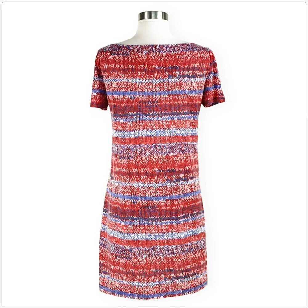 Tory Burch Mouline Red White Blue Print Pima Cotton Patriotic T-Shirt Dress XS